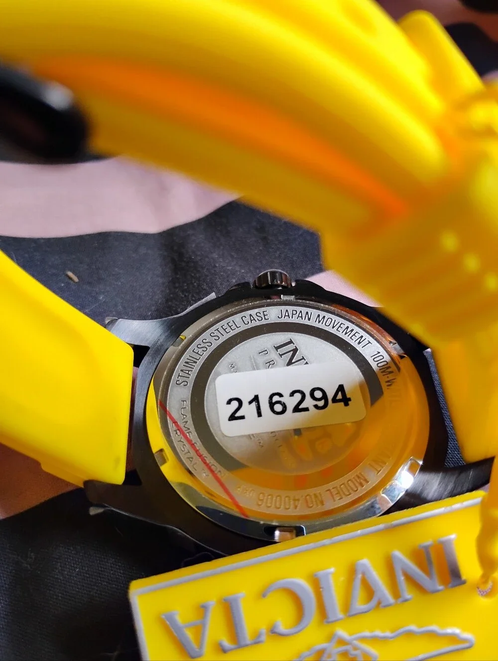 Invicta Bright Yellow Silicone Strap Watch with Black Buckle